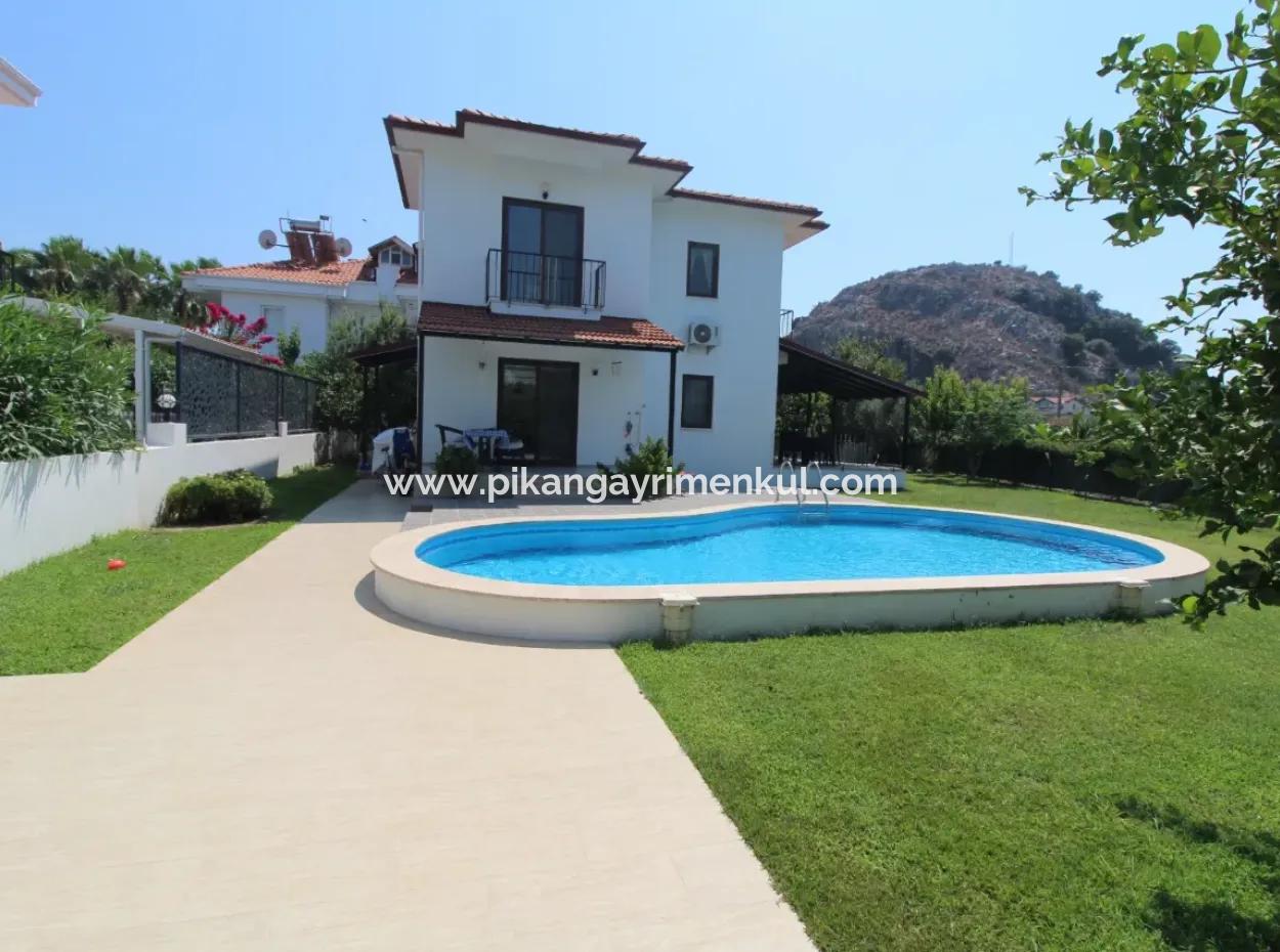 Furnished With Swimming Pool On 500 M2 Detached Plot In Dalyan, Earthquake Resistant 4 In 1 Duplex For Sale