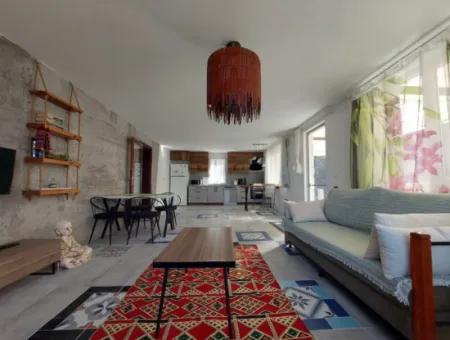 On 400 M2 Land In Ortaca Okçular, 100 M2 2 1 Detached Furnished House With Swimming Pool For Rent